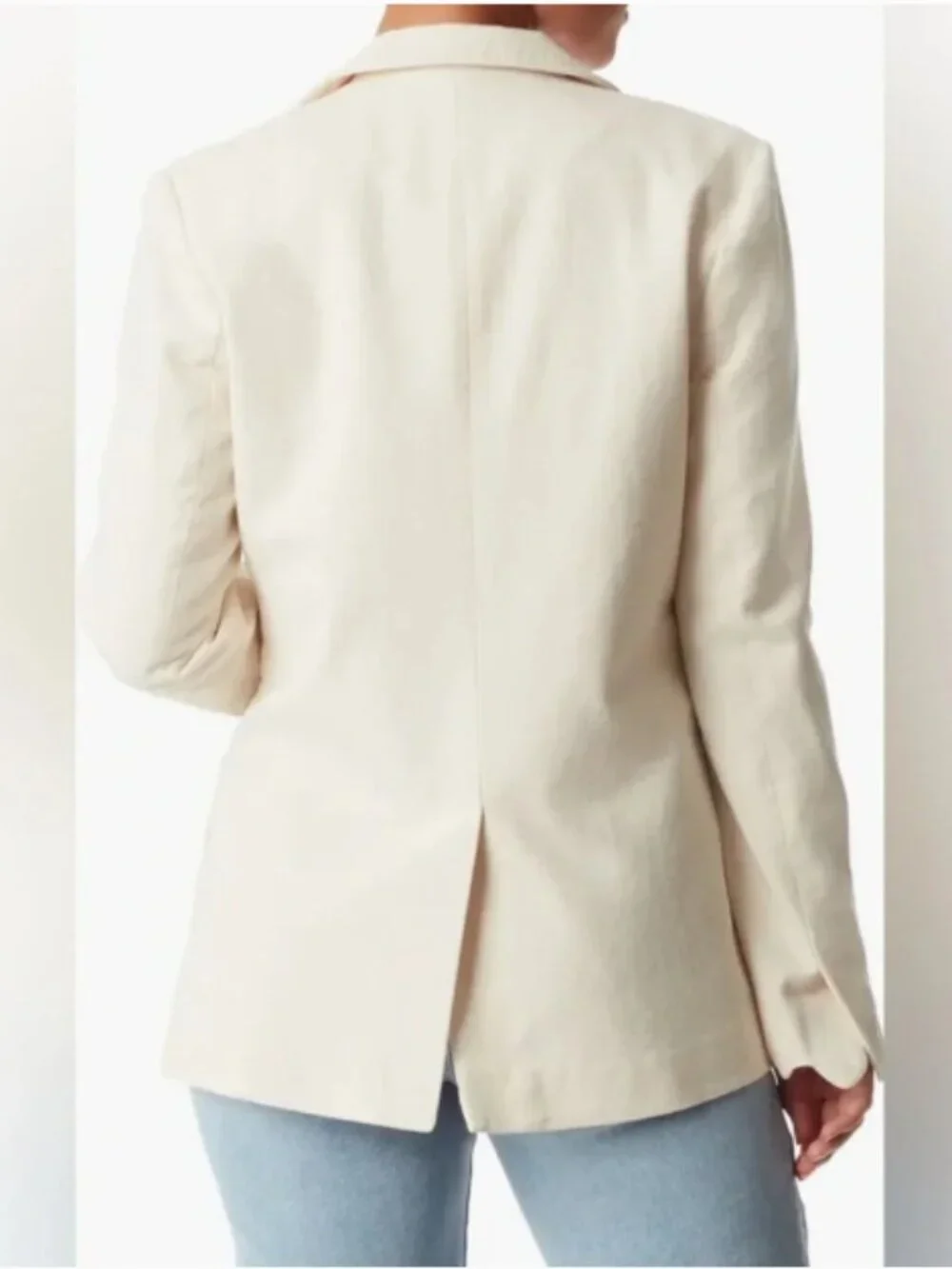 Sam Edelman 100% Cotton Canvas Zander Blazer Size Small Cream Scalloped Edges